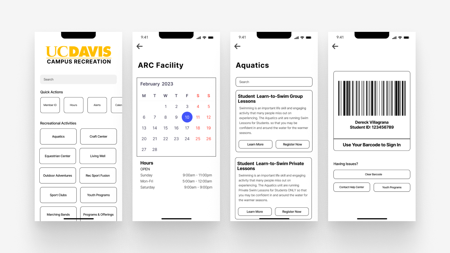 Wireframes: restructured navigation and booking flow