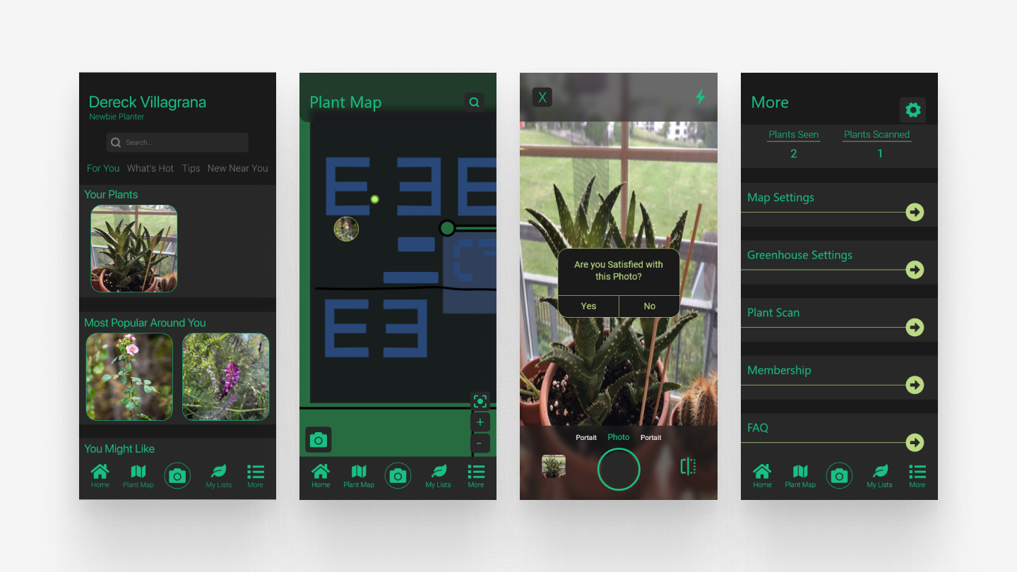 Final high-fidelity screens: plant ID, results, and environmental context